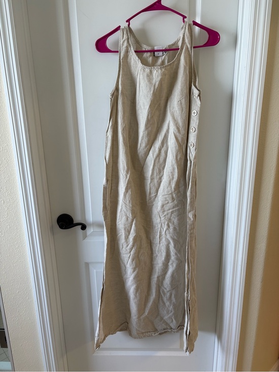 Coldwater Creek Dresses & Skirts - Coldwater Creek Natural Beige Linen Maxi Dress Buttons Cottagecore Lagenlook